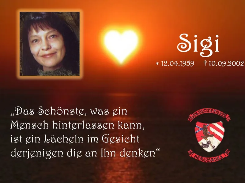 Gedenkkarte für Sigi, * 12.04.1959, † 10.09.2002